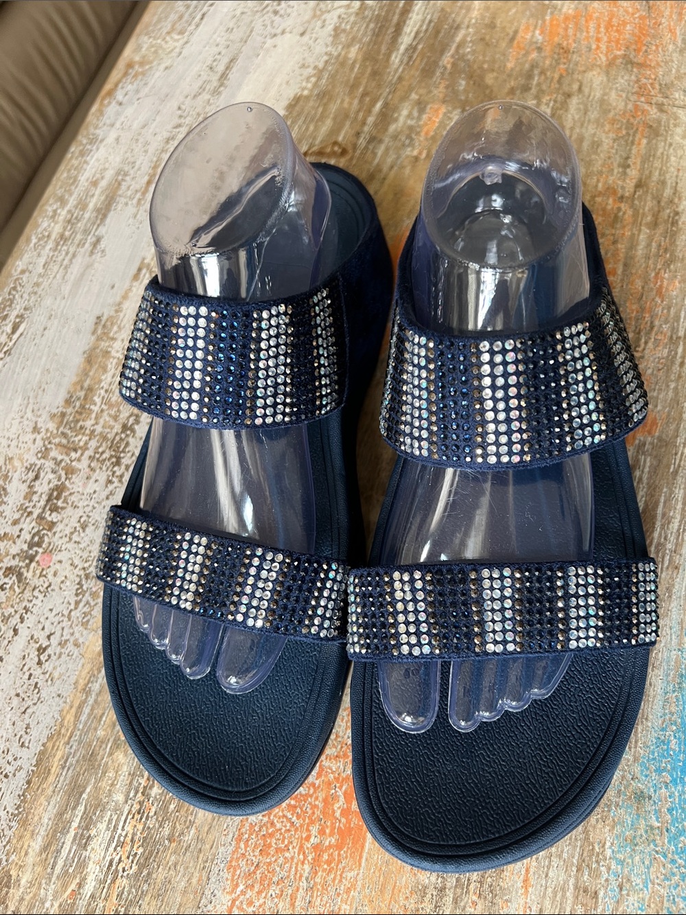 FitFlop Women's Flare Strobe Slide Sandals with Crystal Straps